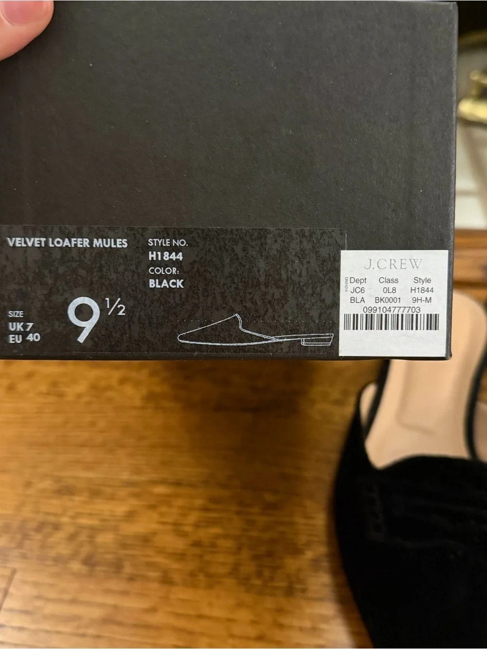 J. Crew Black Velvet Loafer Mules 9.5US